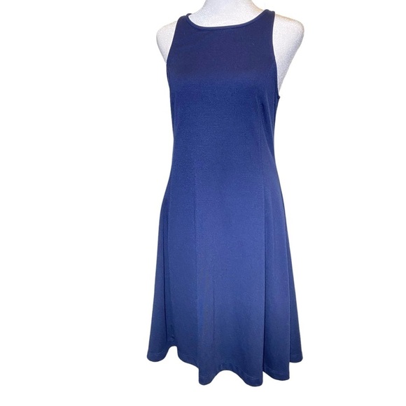 Old Navy women's Medium Blue midi ponte sleeveless skater fit pullover dress - Picture 6 of 9